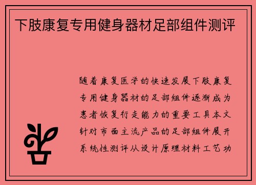 下肢康复专用健身器材足部组件测评